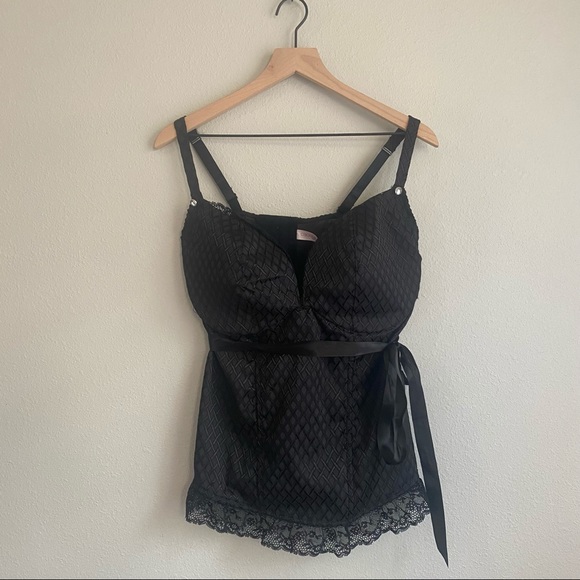 Cacique Black Lace Corset Bustier Top 26/28 - Picture 1 of 5